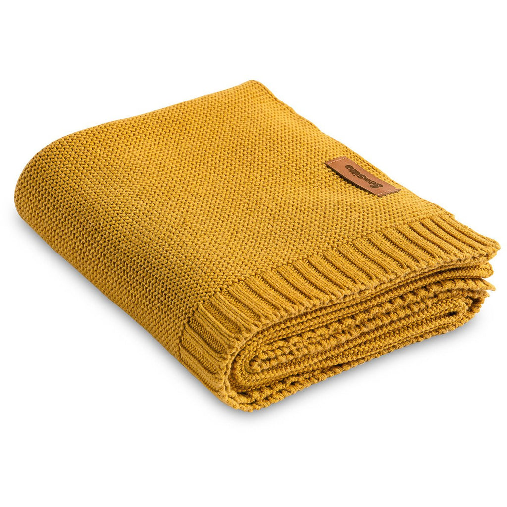 Goldenrod Sensillo Knitted Bamboo Cotton Blanket - 9 Colours
