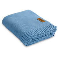 Cadet Blue Sensillo Knitted Bamboo Cotton Blanket - 9 Colours