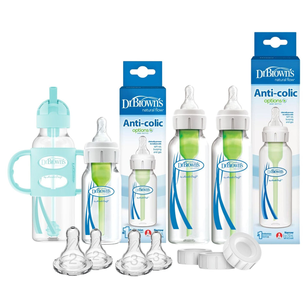Dr. Brown's Narrow-Neck Anti-colic Options+ Bottle Easy Start Bundle 7 pcs Mint Version