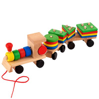 Red Wooden Train With Wagons - Montessori Style