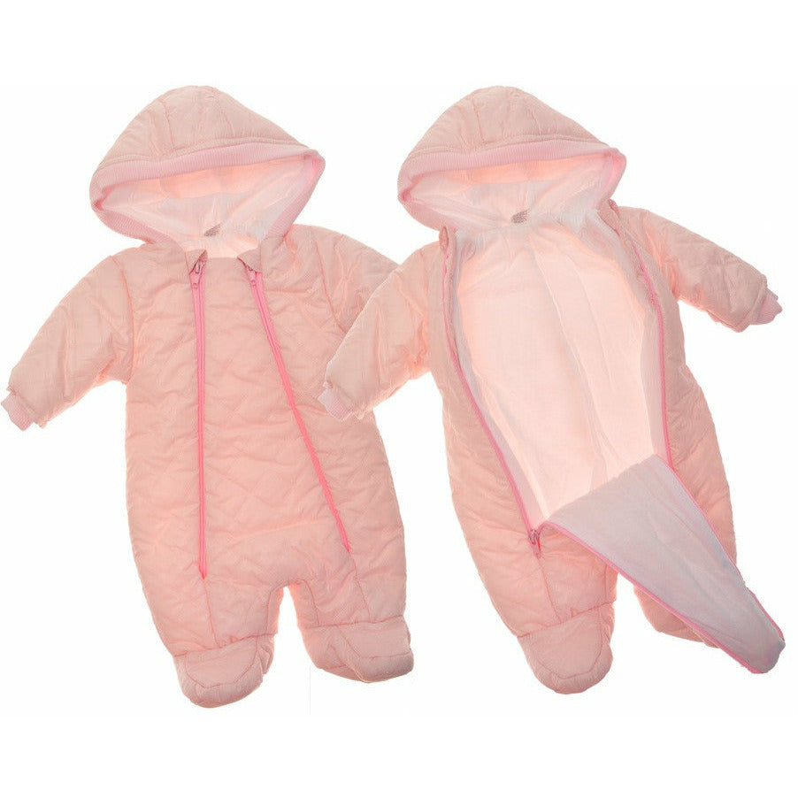 Light Pink Baby Footed Quilted Jumpsuit | Pink