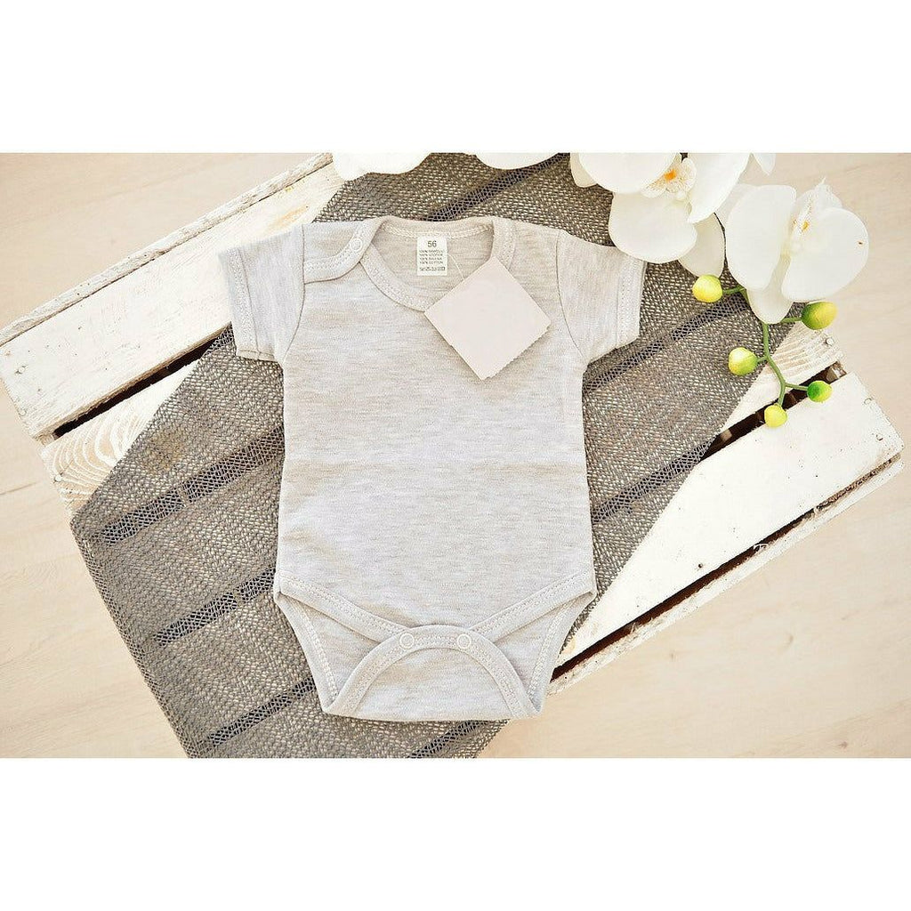 Light Gray Baby Short Sleeve Bodysuit | Grey