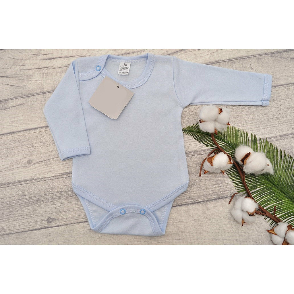 Gray Baby Long Sleeve Bodysuit | Baby Blue