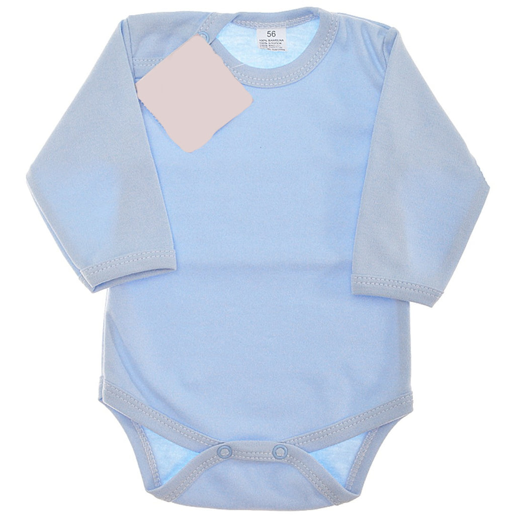 Light Steel Blue Baby Long Sleeve Bodysuit | Baby Blue