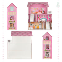 Maison de poupée rose en bois Lulilo 70 cm - 2 modèles 