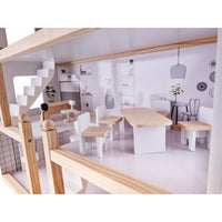 Gray Wooden Dollhouse + Furniture 80cm