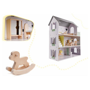 Light Gray White Wooden Villa Dollhouse 70cm LED