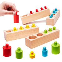 Tan Montessori Wooden Colourful Cylinders