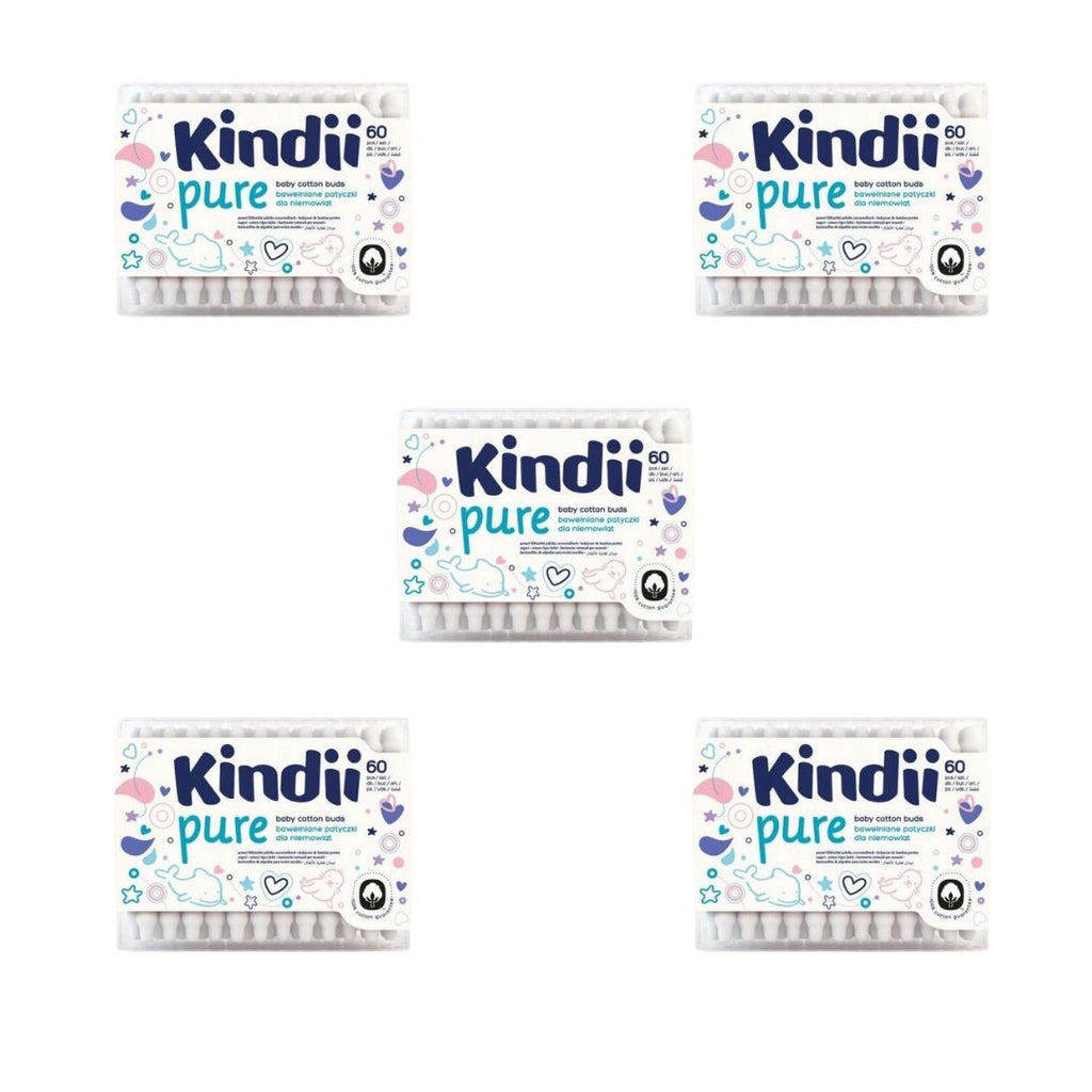 Kindii Pure Cotton Baby Buds 60 pcs - 5 pack