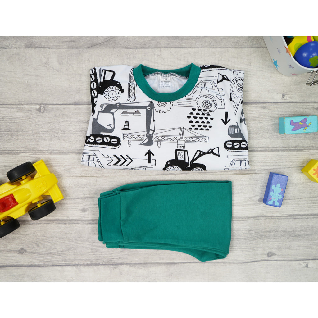 Babylove Kids Pyjamas | Bottle Green Diggers