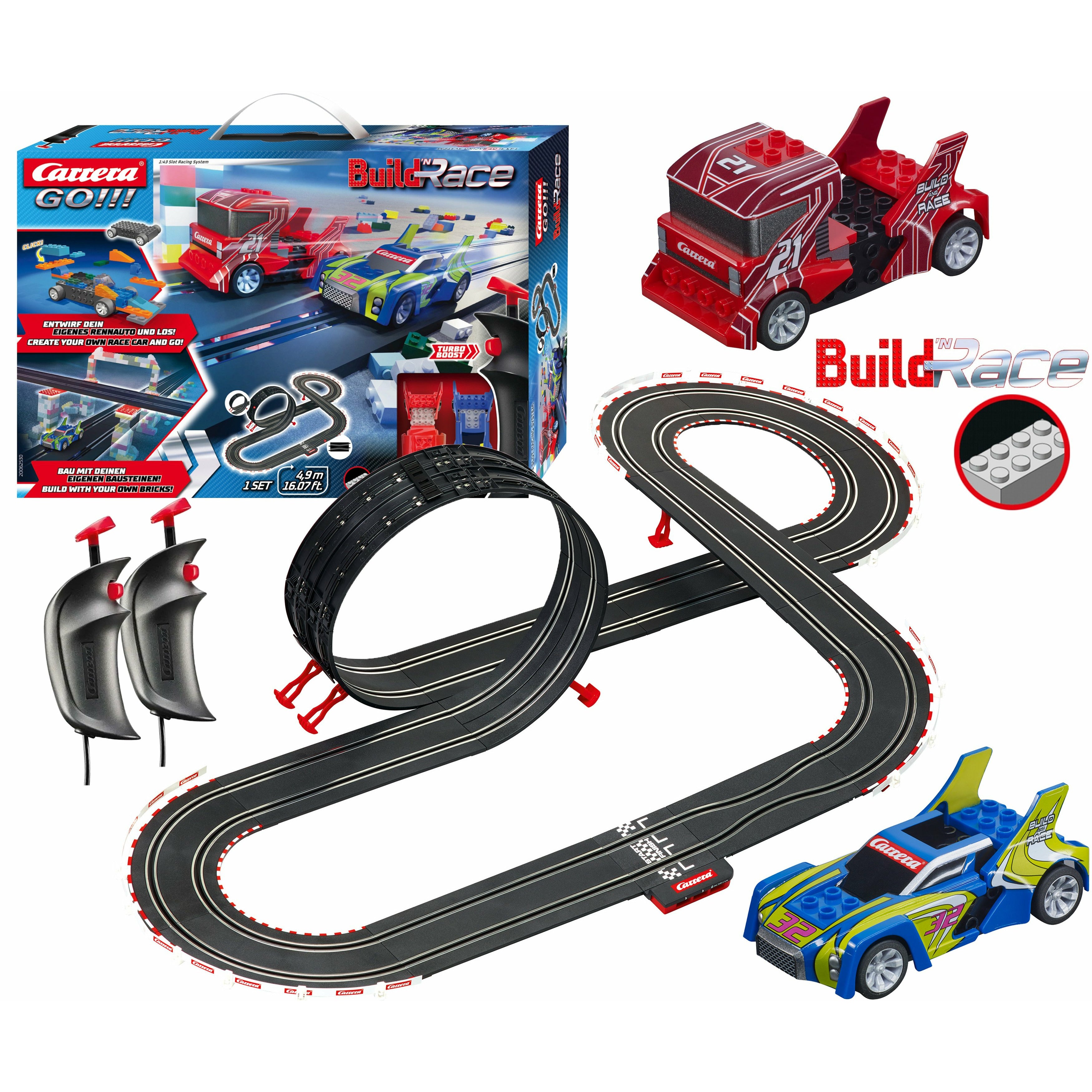 Carrera 62530 Go!!! Build n Race - Racing Set 4.9, Klemmbaustein  Autorennbahn 1:43