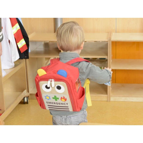 Dark Khaki Masterkidz Emergency Backpack With Wooden Toys Playset