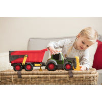 Light Gray Dickie Toys ABC Happy Fendt Tractor With Trailer - 65 cm