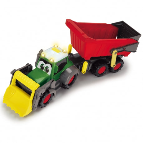 Dark Khaki Dickie Toys ABC Happy Fendt Tractor With Trailer - 65 cm