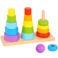 Yellow Green TOOKY TOY Wooden Sorters Three Towers