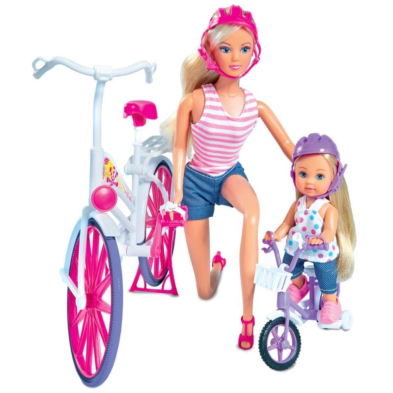 Ghost White Simba Steffi Evi Doll Set Bicycle Ride Set