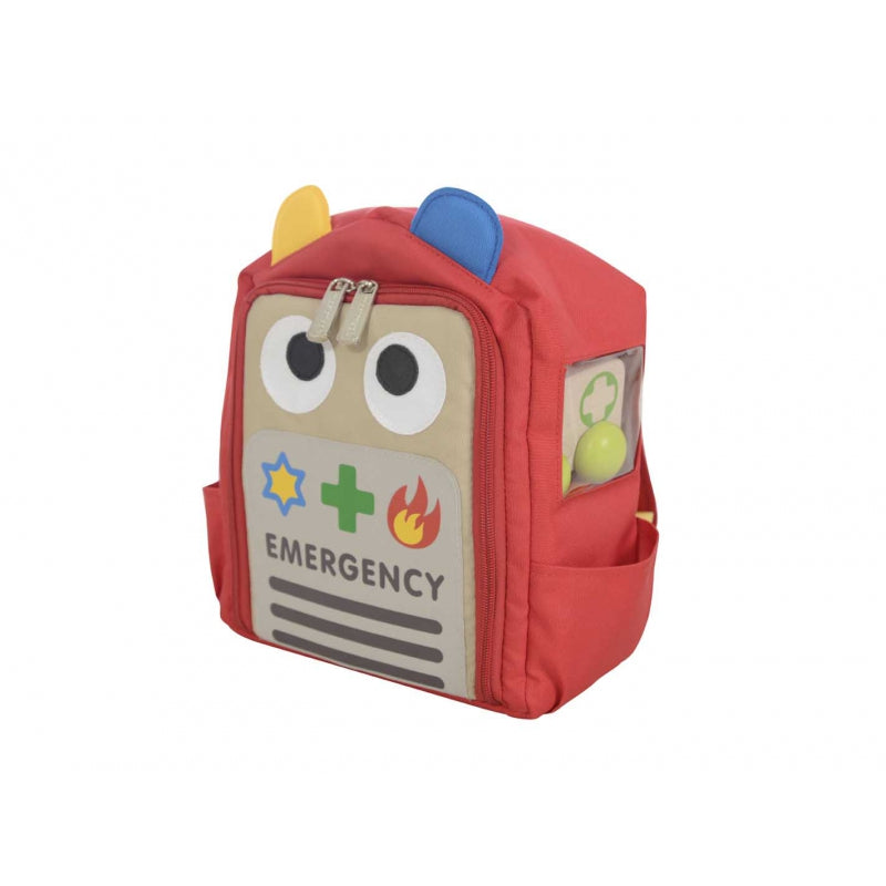 Maroon Masterkidz Emergency Backpack With Wooden Toys Playset