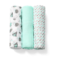 Pale Turquoise Babyono Bamboo Muslin Diapers 3 pcs - 4 Colours