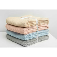 Light Gray Sensillo 100% Cotton Knitted Blanket - 4 Pastel Colours