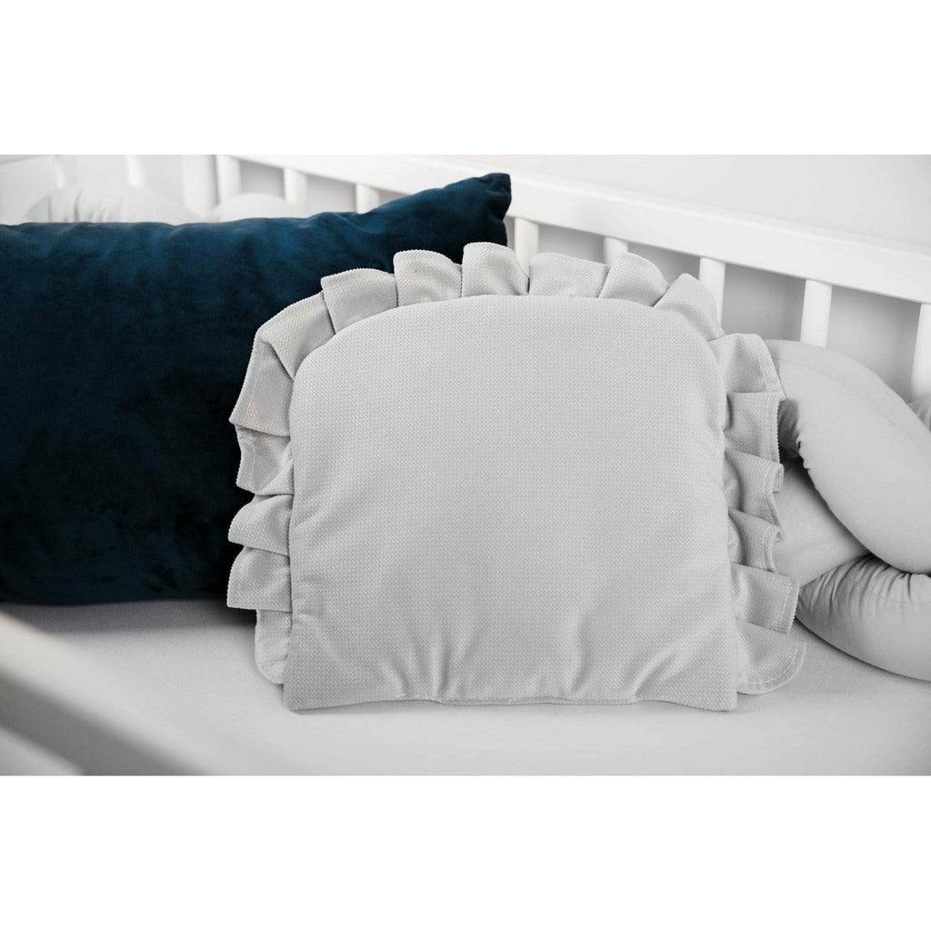 Gray Sensillo Velvet Pillow With Frill - 3 Colours