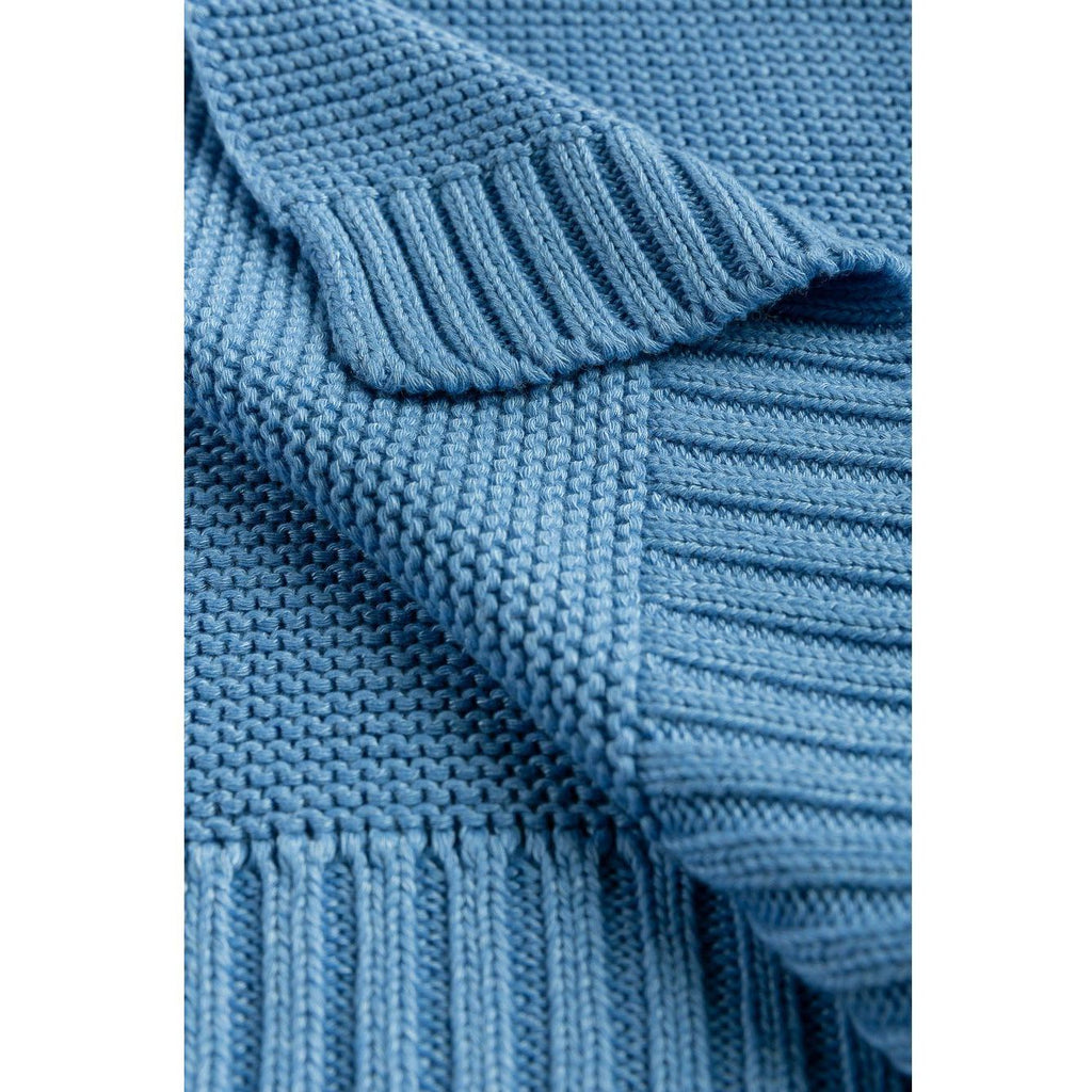 Steel Blue Sensillo Knitted Bamboo Cotton Blanket - 9 Colours