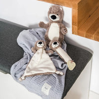 Dark Gray Babyono First Blanket Soother Holder - 2 Desings