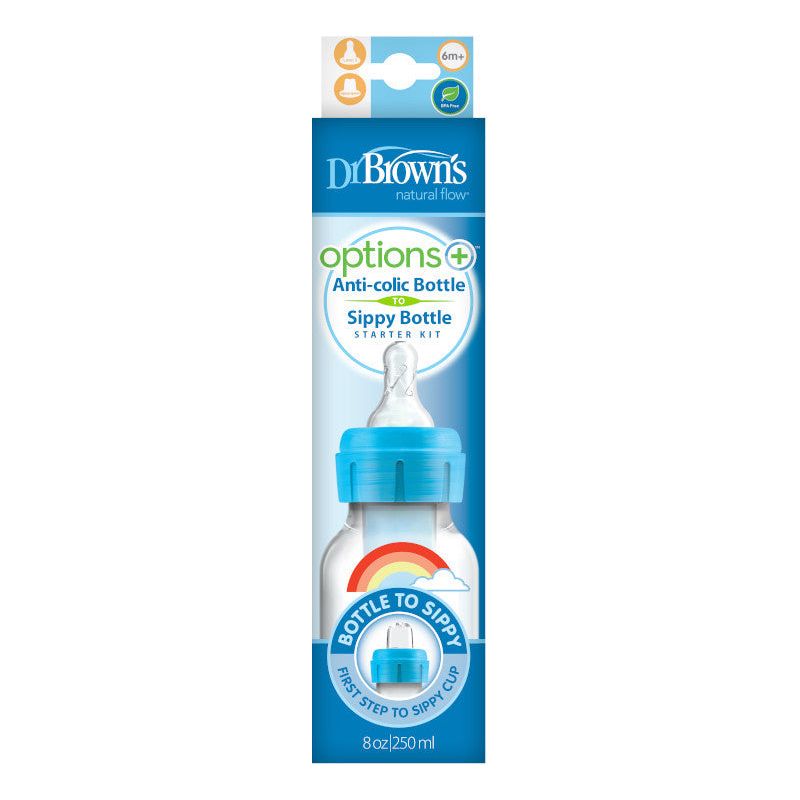 Light Sea Green Dr Brown's Options+ Narrow Sippy Bottle Starter Kit 6m+ 250ml - 3 Colours