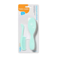Pale Turquoise Babyono Soft Natural Hairbrush + Comb - 4 Colors