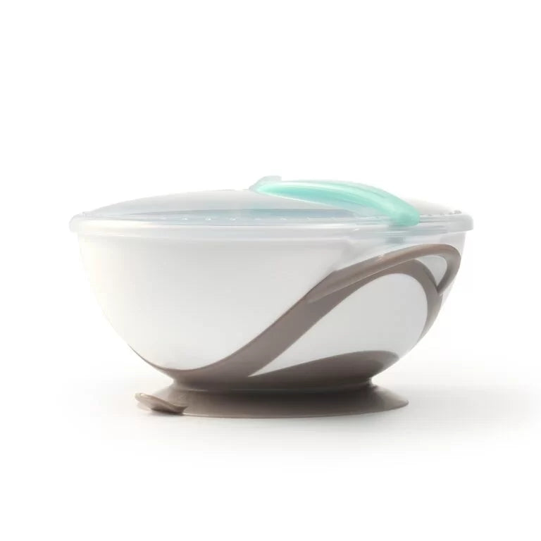Light Gray Babyono Bowl With A Suction And A Spoon - 4 Colours