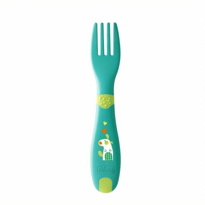 Light Sea Green Chicco Plastic Cutlery Set 12m+ - Green