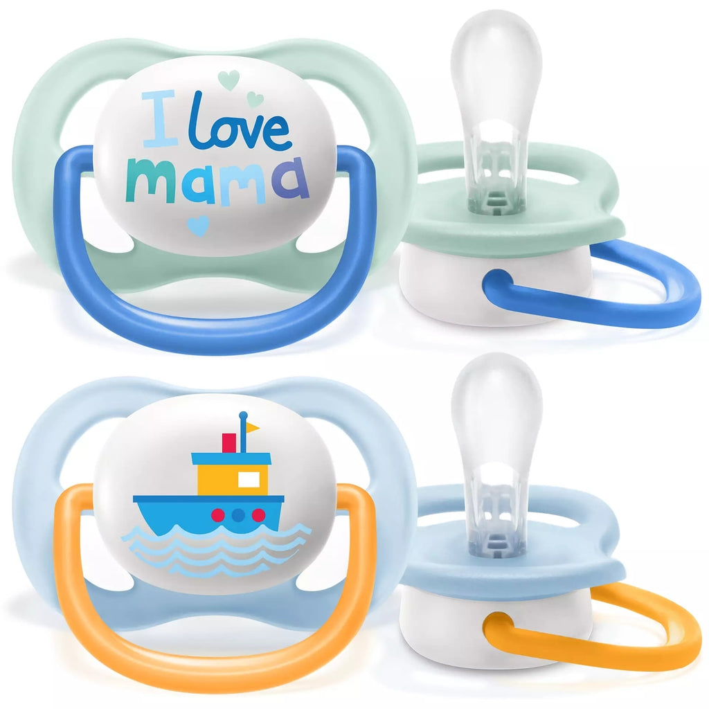 Steel Blue Avent Soother Ultra Air 0-6 months 2 pcs - 8 Designs