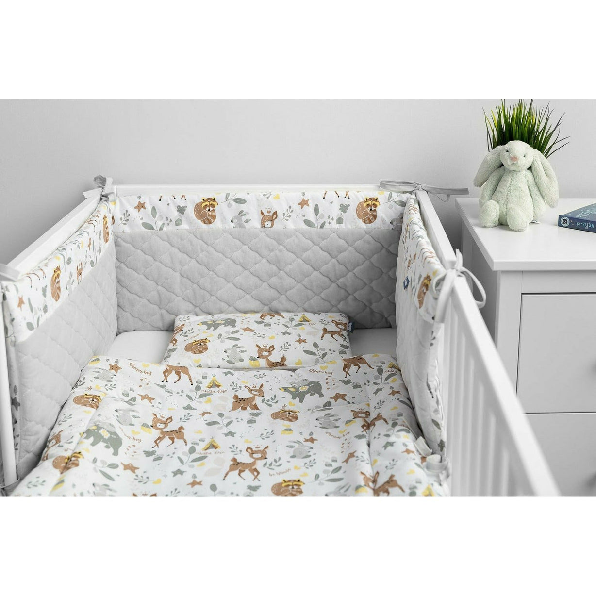 Light Gray Sensillo Velvet Cot Bumper - 6 Designs