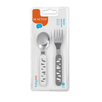 Light Gray Babyono Stainless first cutlery set - 2 Colours