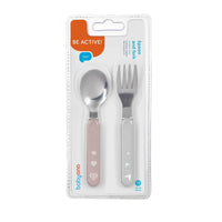 Light Gray Babyono Stainless first cutlery set - 2 Colours
