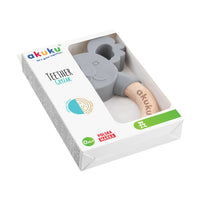 Light Gray AKUKU Wooden Ring Teether - 2 Colours