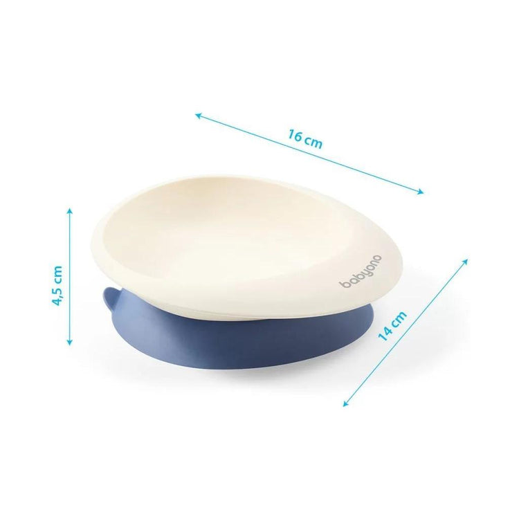 Beige Babyono Suction Bowl With Spoon - Navy