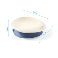 Beige Babyono Suction Bowl With Spoon - Navy
