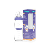 Light Slate Gray Lansinoh Glass Feeding Bottle With NaturalWave™ Teat - 2 Sizes