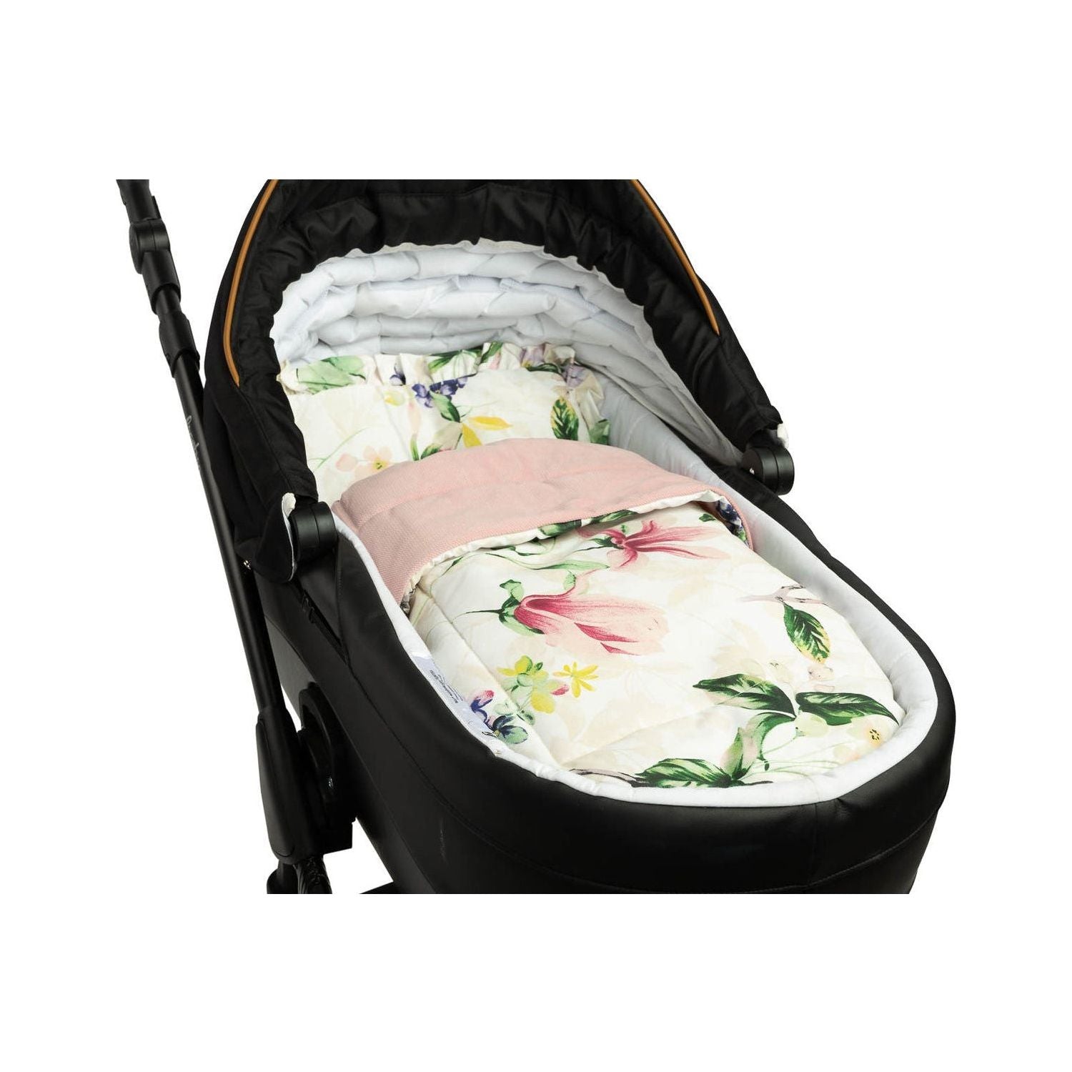 Sensillo Velvet Pram Set With Frill - Magnolia