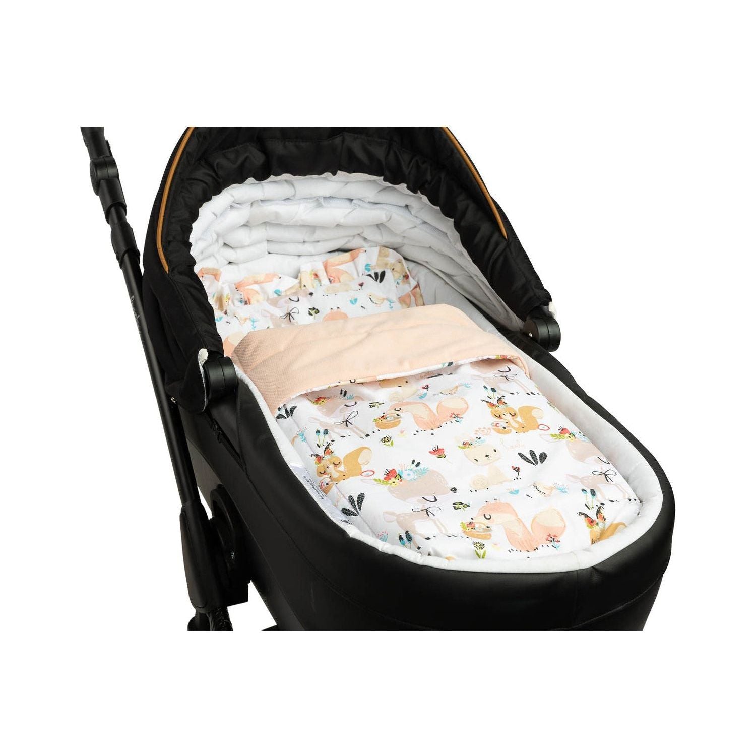 Sensillo Velvet Pram Set With Frill - Peach Picnic