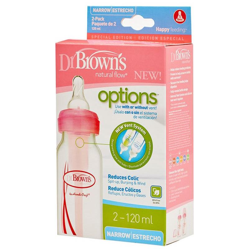 Light Gray Dr Brown's Anti-colic Options+ Narrow Bottle 120 ml 2 Pack - 2 Colours