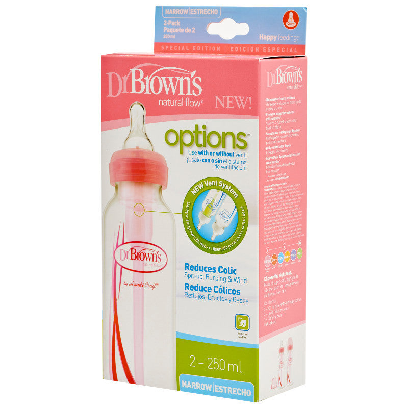 Thistle Dr Brown's Anti-colic Options+ Narrow Bottle 250 ml 2 Pack - 3 Colours