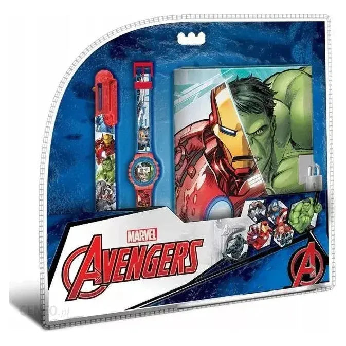 License Avengers Notebook + Digital Watch + Multi-Colour Pen