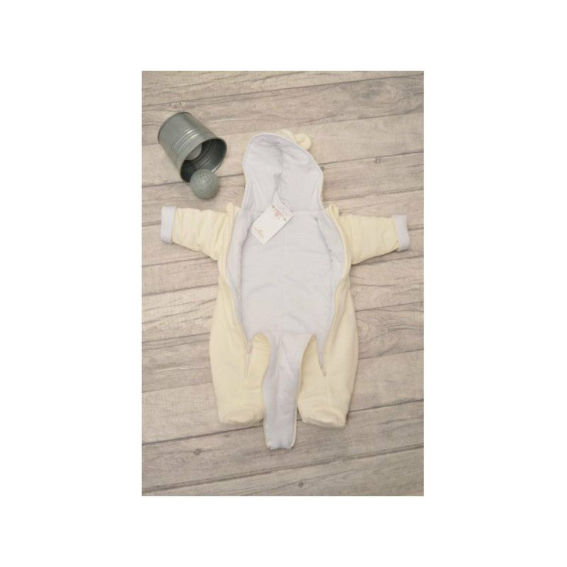 Gray Baby Cotton Quilted Jumpsuit With Ears | Ecru