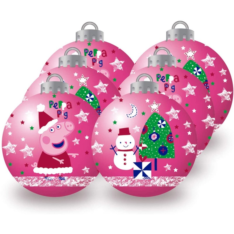 Licentie Peppa Pig Kerstballen Roze 6 st