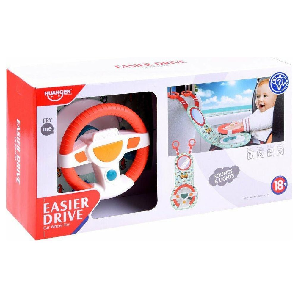 Orange Red Huanger Interactive Steering Wheel Travel Toy