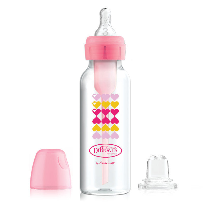 Misty Rose Dr Brown's Options+ Narrow Sippy Bottle Starter Kit 6m+ 250ml - 3 Colours