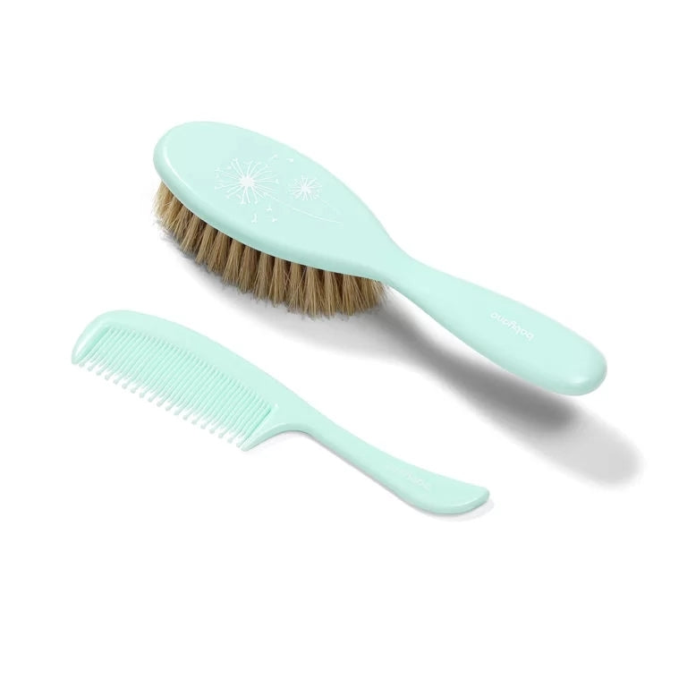 Light Gray Babyono Soft Natural Hairbrush + Comb - 4 Colors