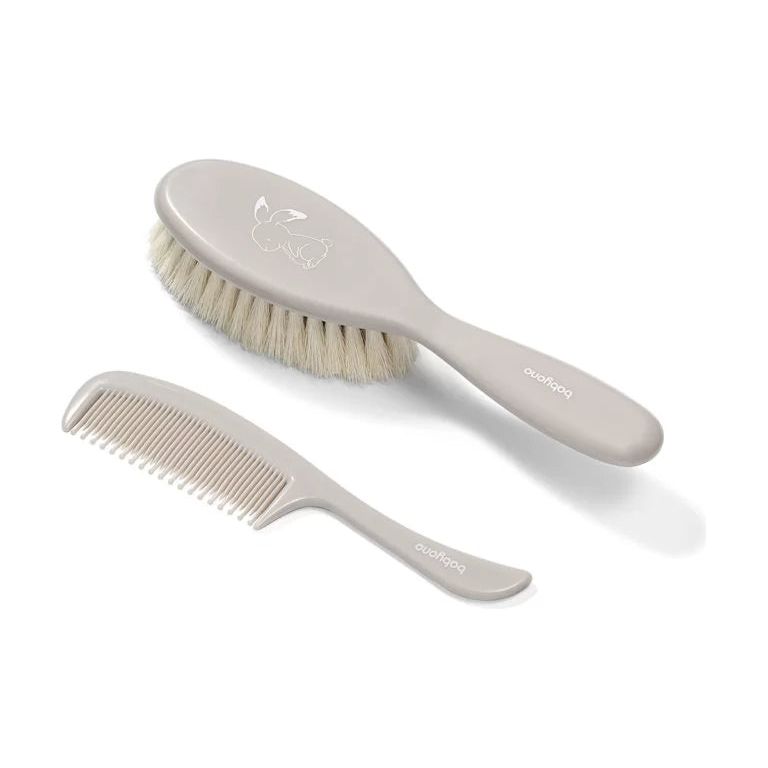 Light Gray Babyono Soft Natural Hairbrush + Comb - 4 Colors