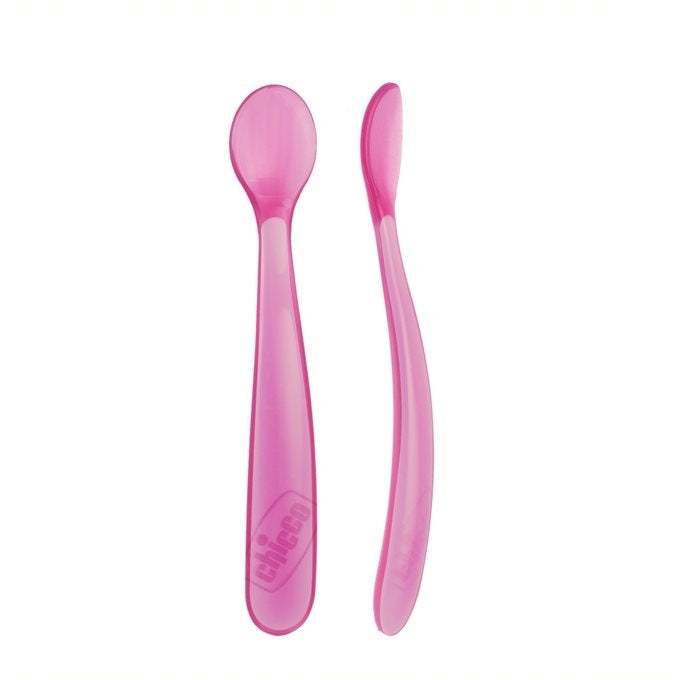 Plum Chicco Feeding Spoons 2 Pack - 2 Colours